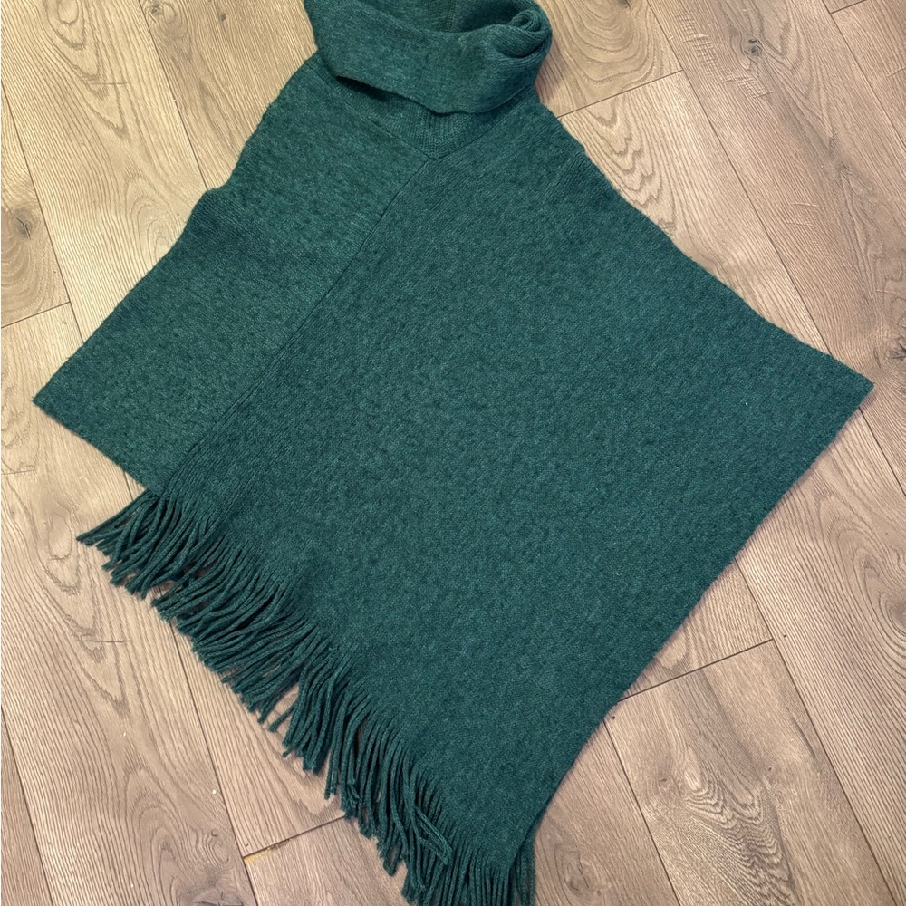 Chico's Dark Green Knit Poncho Shrug Pullover Sweater One Size